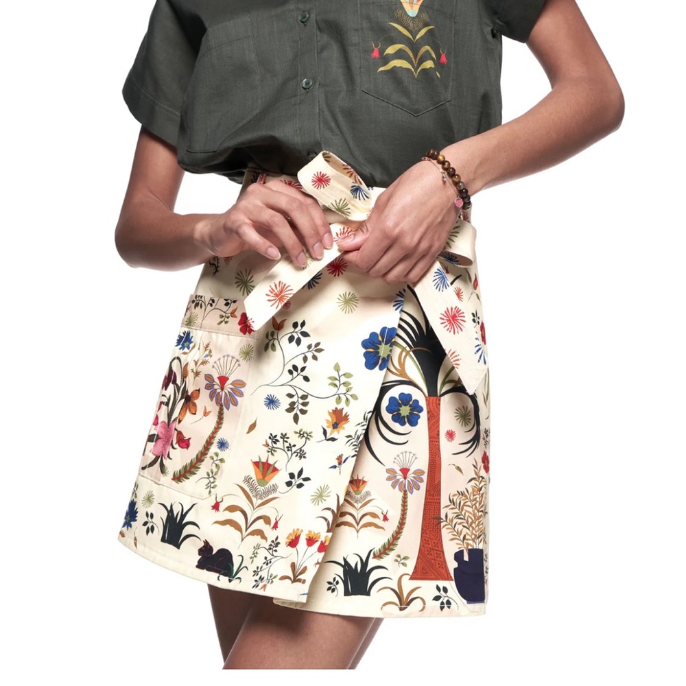 NWOT THE KIT NYC Cargo Skirt Palampore Wood Pattern Fall Skirt sz S